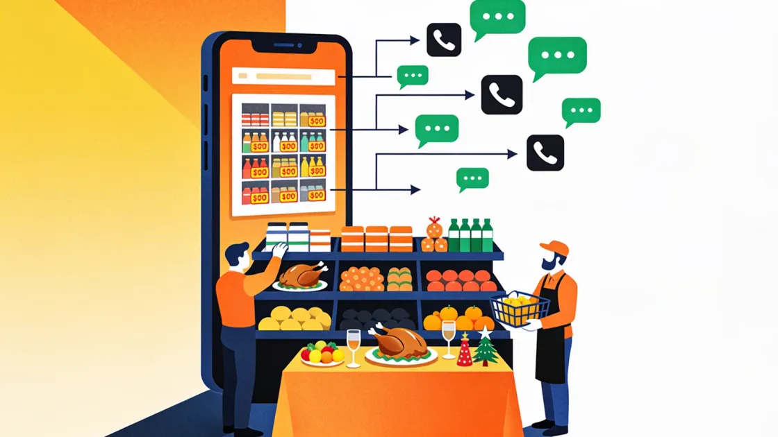 Grade com sete modelos de encarte digital de supermercado
