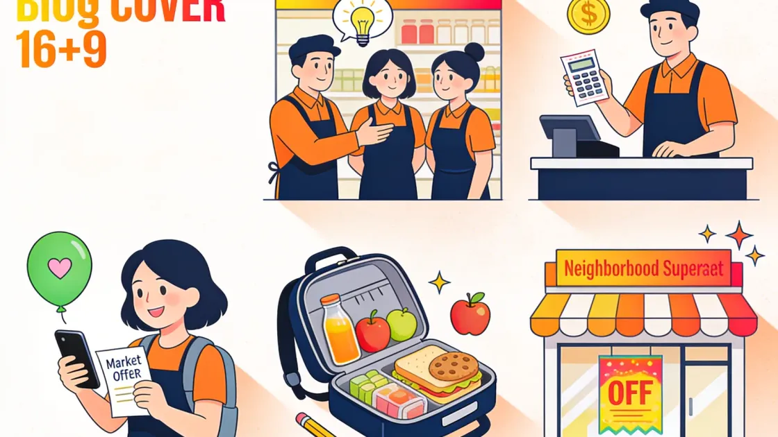 Lancheira escolar montada com produtos do supermercado